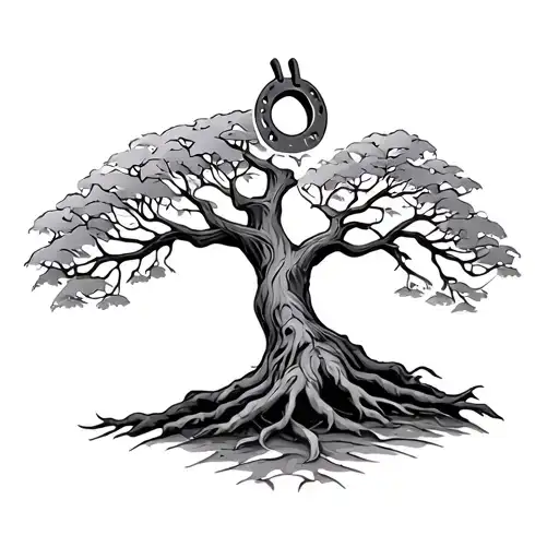 Tree Of Life With Dog Paw And Horse Shoe