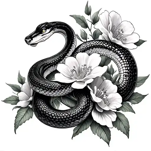 Snake And Flowers
