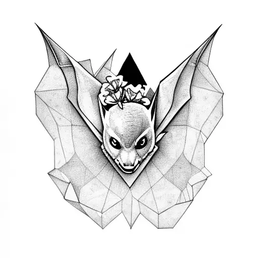 Bat With Flowers Geometric