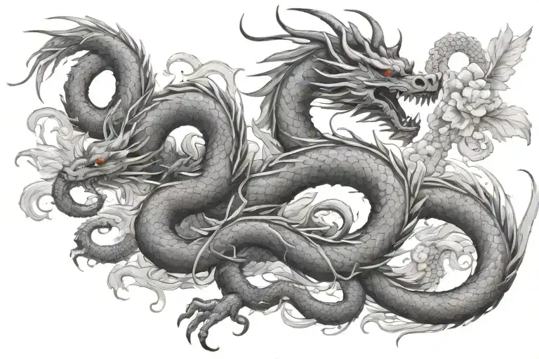 Black Japan Dragon With Long Body And Without Wings
