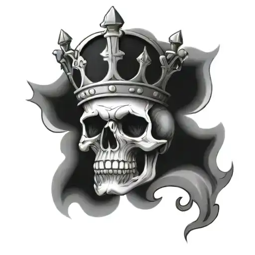 Skull With Crown On And Money Surrounded