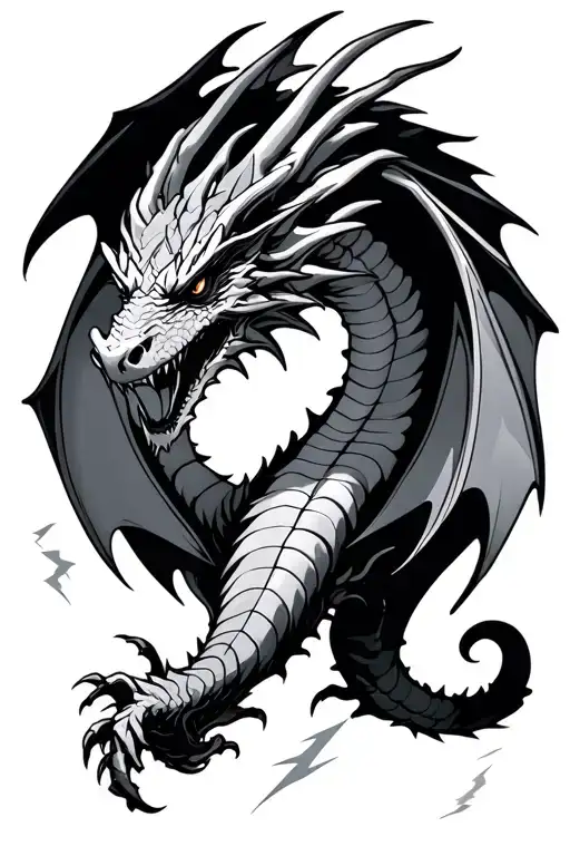 Flying Dragon In Lightning Bolt