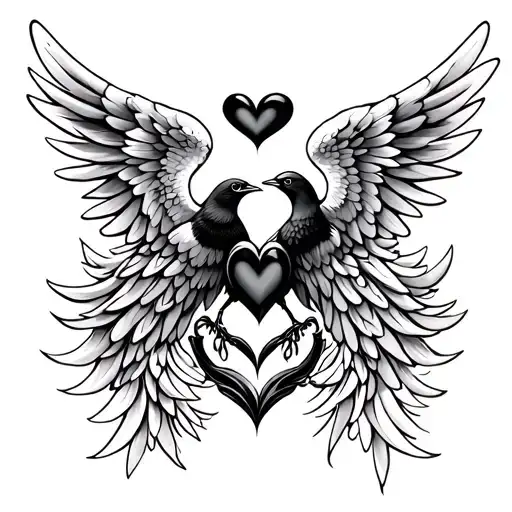 Hearts Birds Angel Wings
