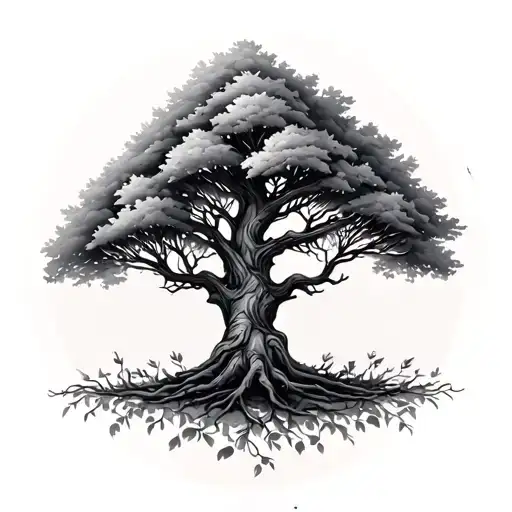 Family Tree Growing Complex Under Tree Family