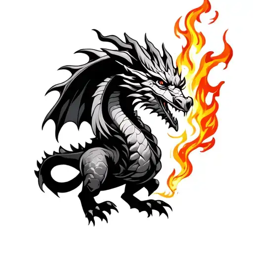 Zodiac Sign Aries Combine Dragon Breathing Fire