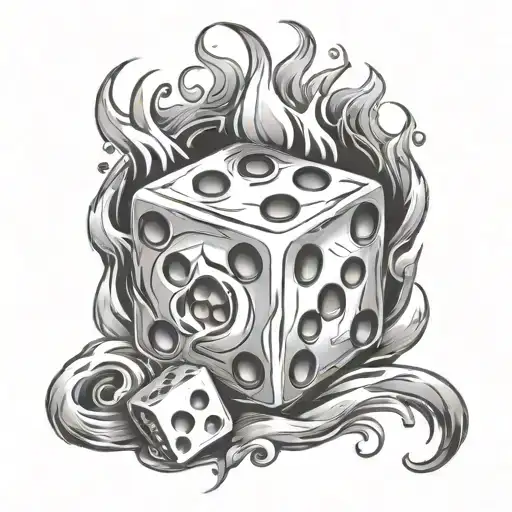 Dice With Flame Black And White