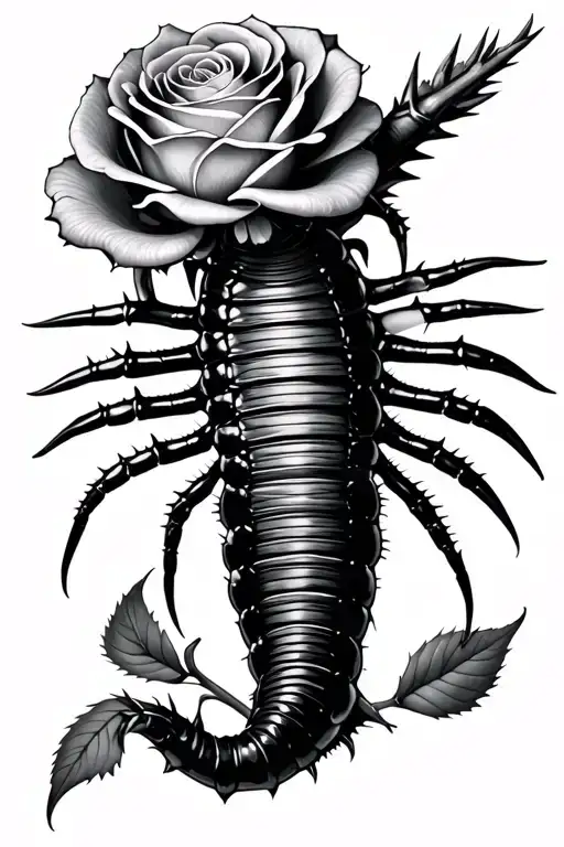 Scolopendra Around Which There Are Rose With Spikes