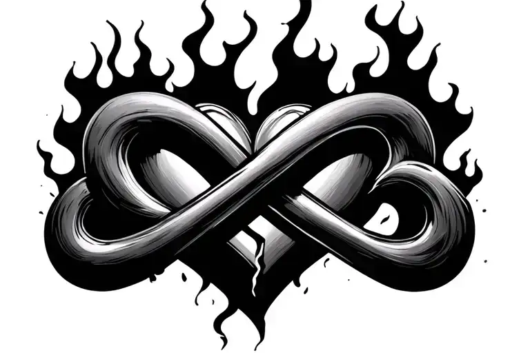 Infinity Symbol With A Broken Heart On Fire