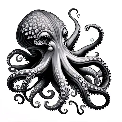 Octopus With Corals Going Up The Tentacles