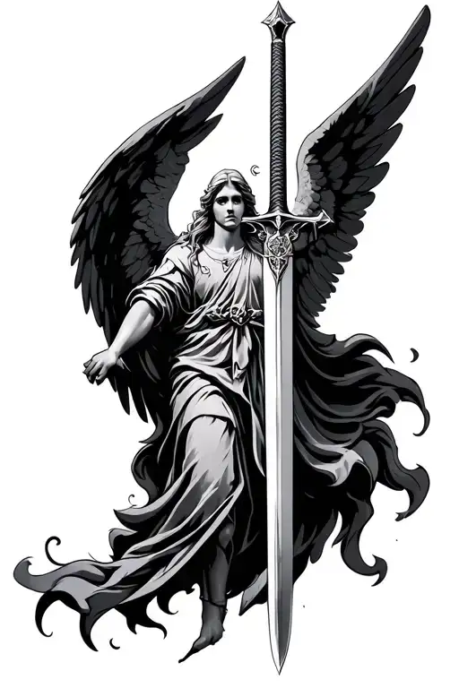 Guardian Angel Holding A Sword