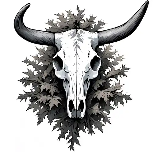 Agriculture Cow Skull With A Dying Oak Trea