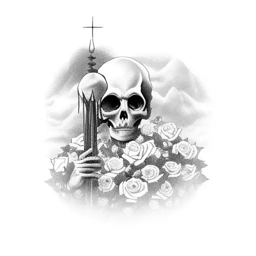 Roland In A Field Of Roses Staring At The Dark Tower