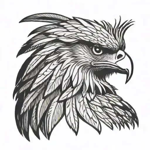 Philippine Eagle Head Profile Holding Hands With His