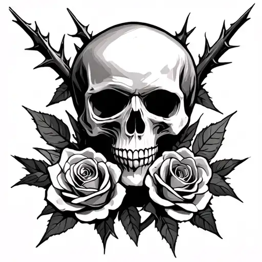 Skull And Roses And Thorns
