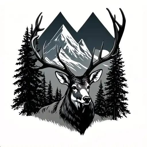 Deer Antlers With Mountains Incorporate Pack