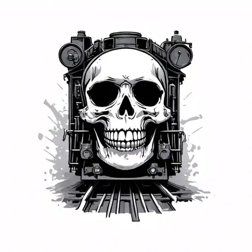 Skull And Trains Full With Graffiti