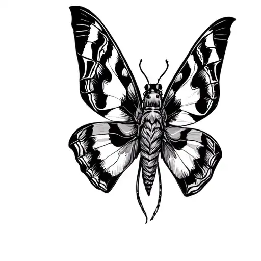 Moth Tattoo Traditional Style Fine Lines