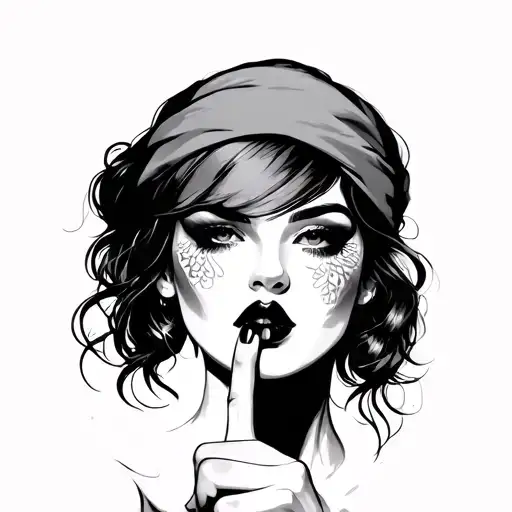 Female Face With Finger On Lip And Headband