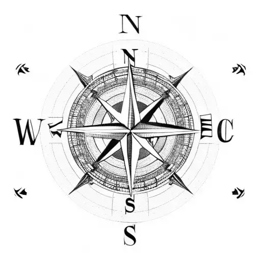 Compass With Anchor And Ships Wheel