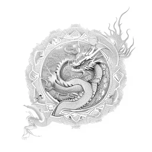 An Intricate Dragon And Turtle Mandala