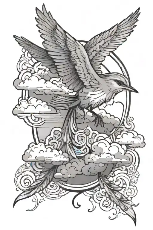 Bird And Clouds Surrounding