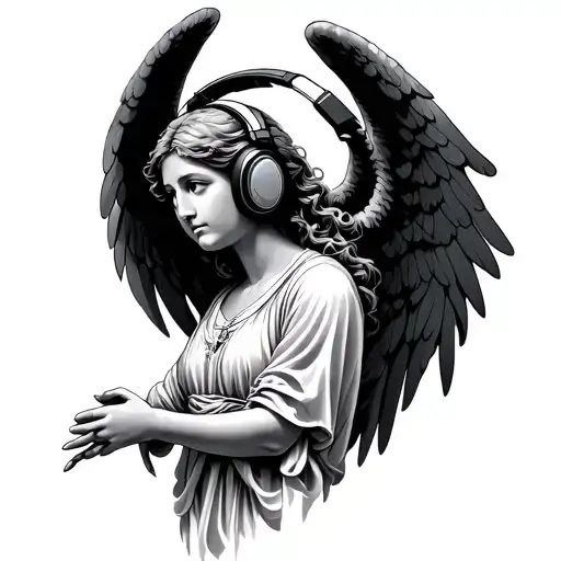 Central Angel With Headphones