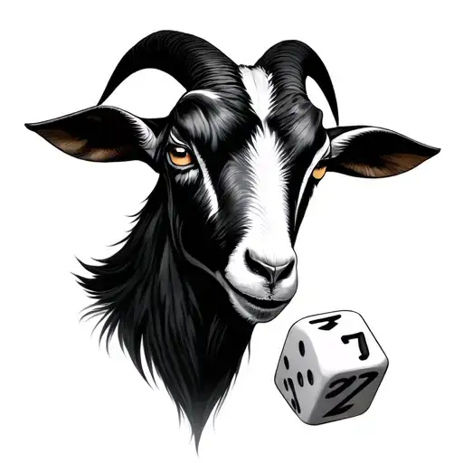 Goat With 17 In Eye Sockets With Dice 1 And 7 With A Jet