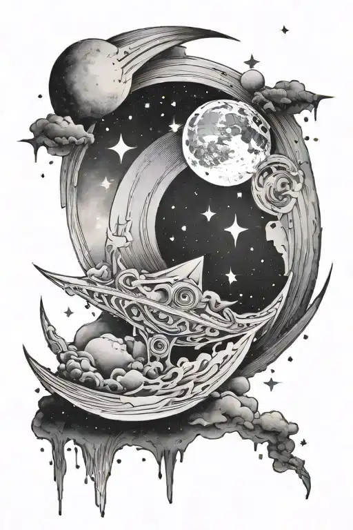 Cresent Moon Surrounded By Stardust