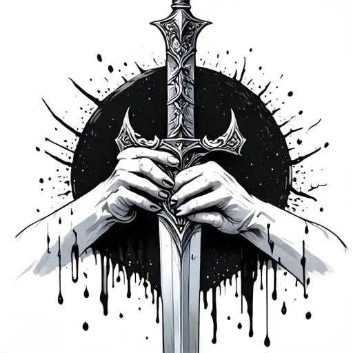 Hand Bleeding Holding Excalibur Sword