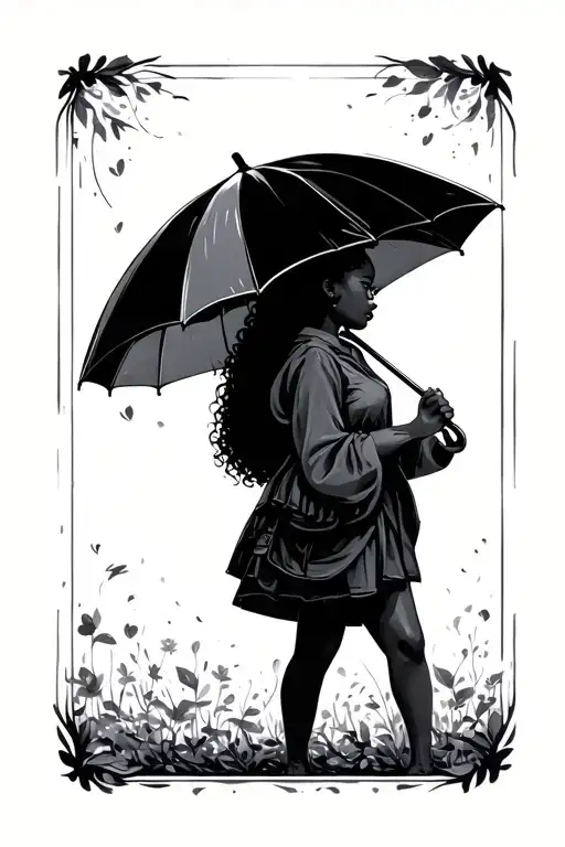 Black Girl Carrying Umbrella