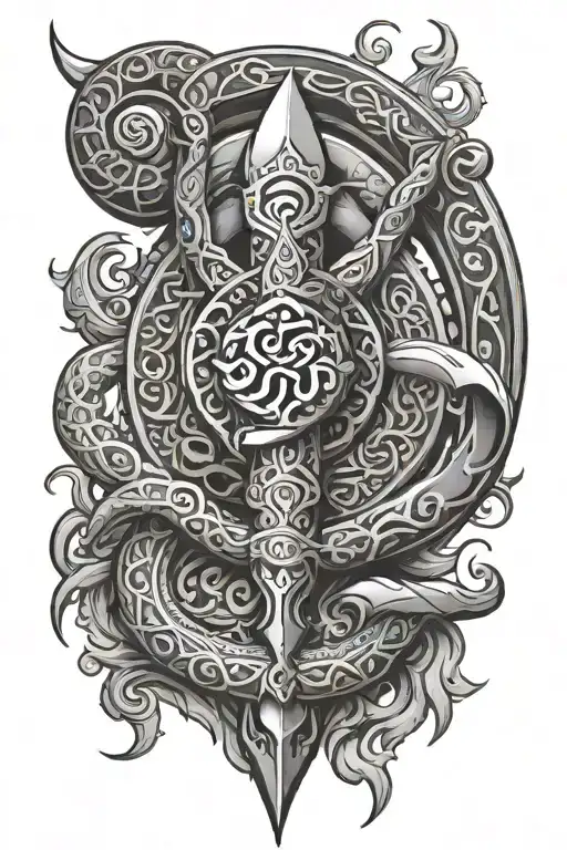 Siva Trishul Weapon With The Word Tamil Coiled Around It In Tamil Letters