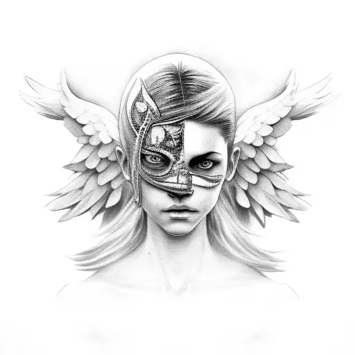 Angel With His Face Covered By His Mantle