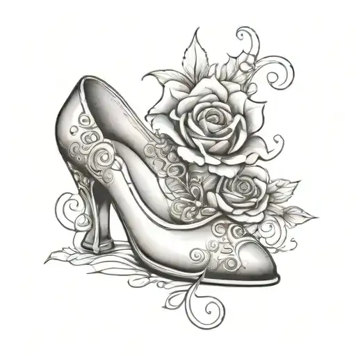 Glass Slipper With Rose