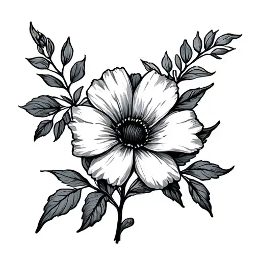 March And June Birth Flower Line Tattoo Design Featuring