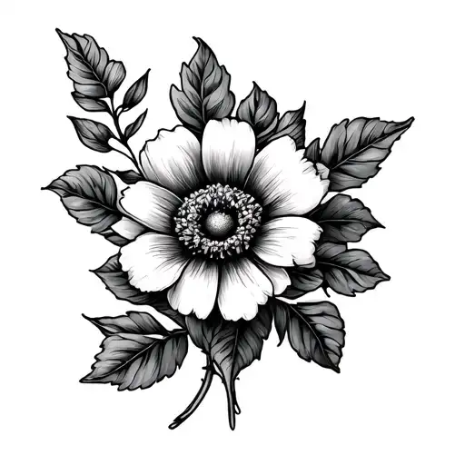 March Birth Flower Line Tattoo Design