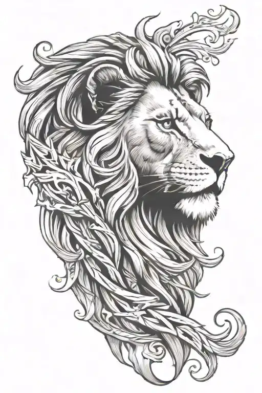 Cross With Lion Head Profile Holding