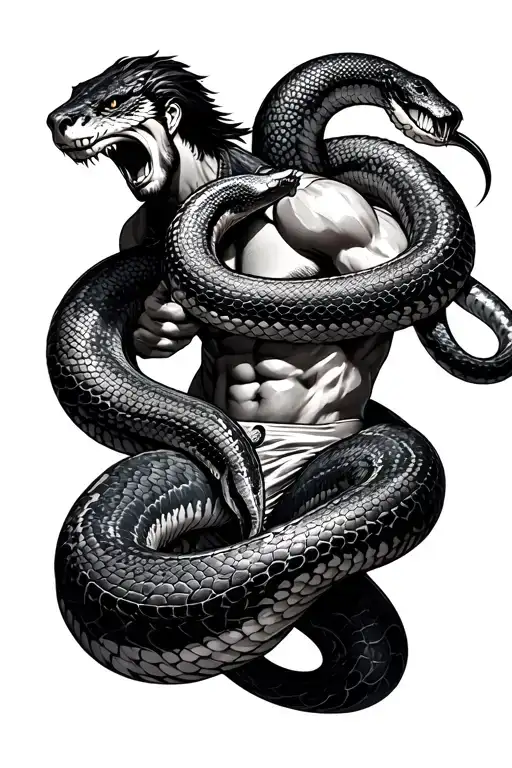 Man Is One With Snake And Battling