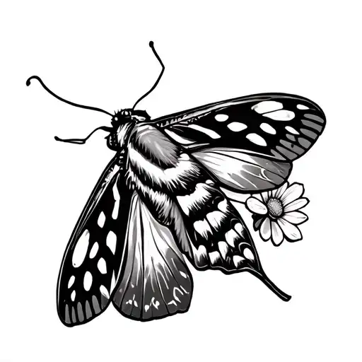 Moth Flying Away From Flower