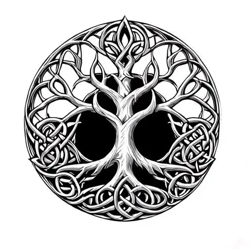 Celtic Tree Of Life With Celtic Know Minimalist Design