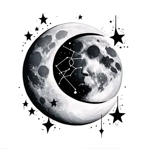 Full Moon With Libra Constellation