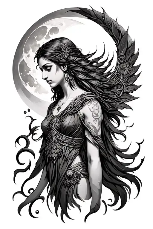 Masculine Artemis Goddess With Moon