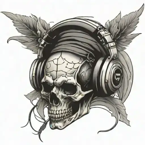 Skull Wearing Headphones