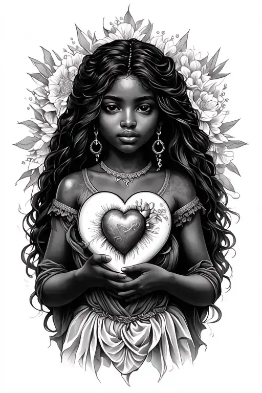 Black Girl Holding Sacred Heart
