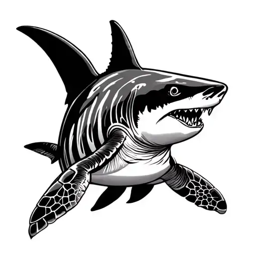 Hawaiian Tribal Design With A Shark And A Turtle