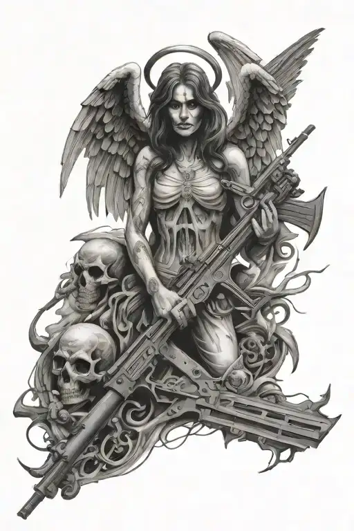 Angel Of Death Surrounded With Guns