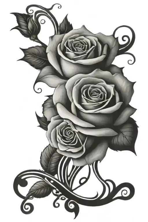 Roses With Music Notes Swirling Tattoo