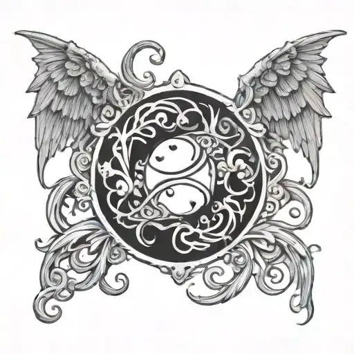 Gemini Sign With Ying Yang Theme