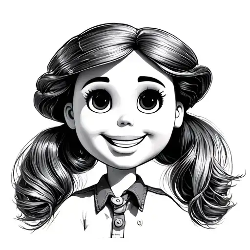 Woody -Made Doll With Big Black Eyes And A Wide Smile