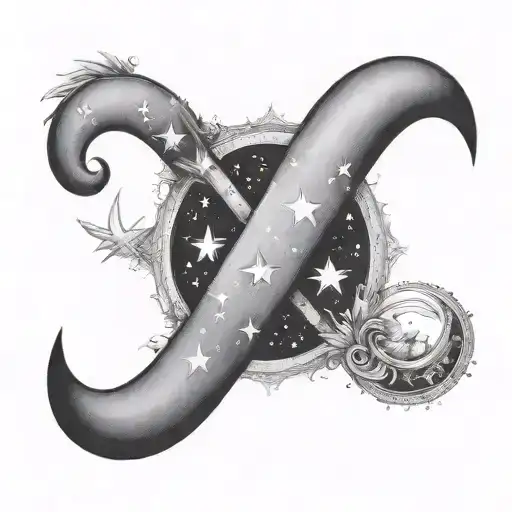 Letter D Surrounded By Star Filled Sky