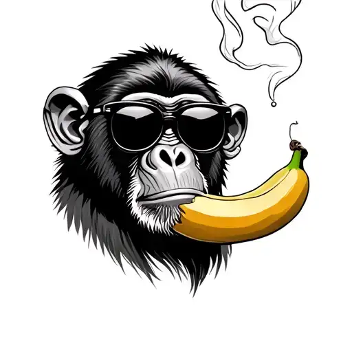 Monkey With Sunglasses Who Smokes A Banana